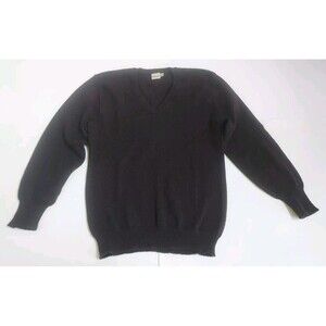 Vintage Mens Kaufmanns Pittsburgh Brown Virgin Wool V Neck LS Sweater 38" Chest